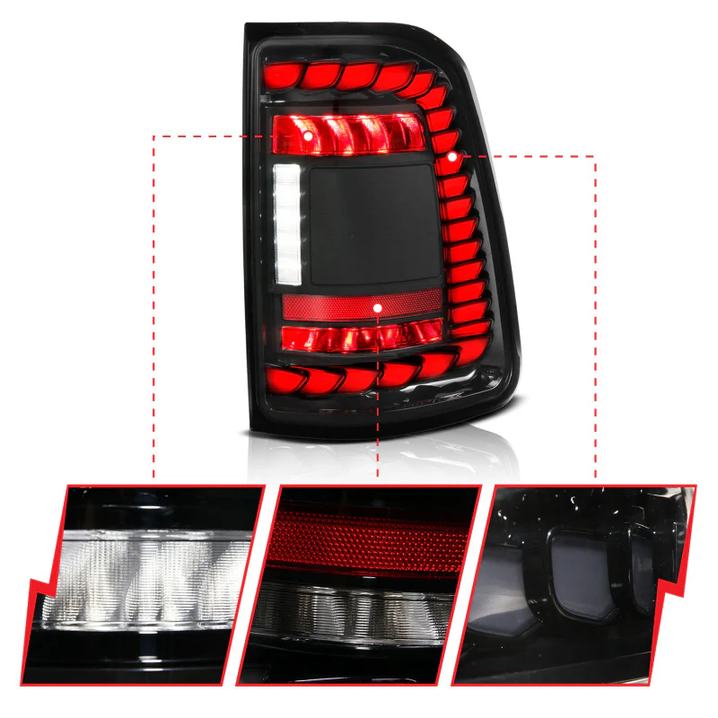 ANZO 19-24 RAM 1500 (Factory LED Models ONLY) Full LED Tail Lights SeqSig Black - Pair - Image 5